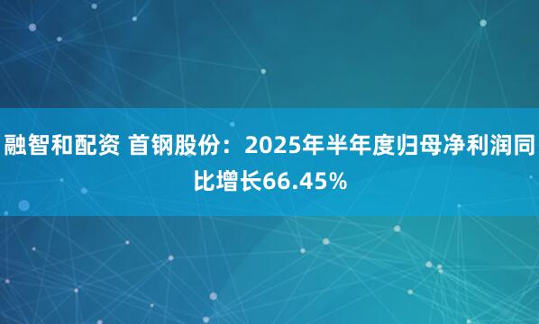 融智和配资 首钢股份：2025年半年度归母净利润同比增长66.45%